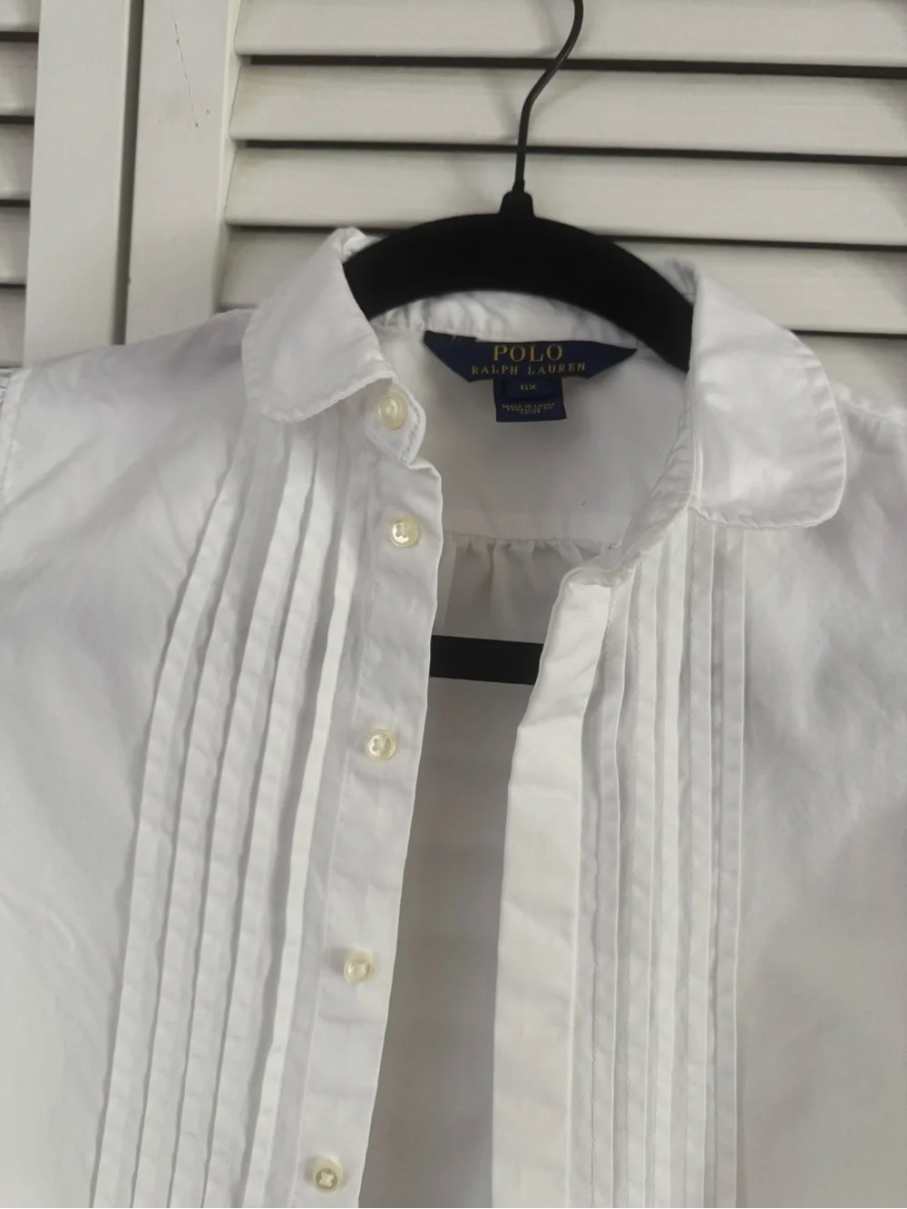 Polo by Ralph Lauren Girls' White Pintuck Peter Pan Collar Blouse Size 6x
